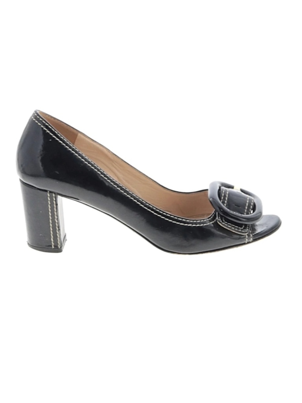 Prada Leather Black Buckle Heels Size 36.5